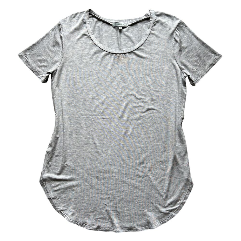 Emmas Closet Light Blue Gray Scoop Neck Short Sleeve Stretch T Shirt Size Medium
